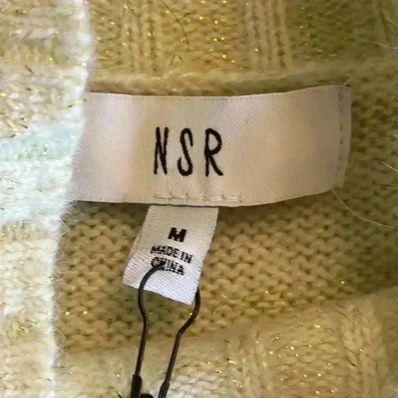 NSR | Light Yellow Shimmery Holiday Sweater with Mock Turtleneck - Picture 3 of 4